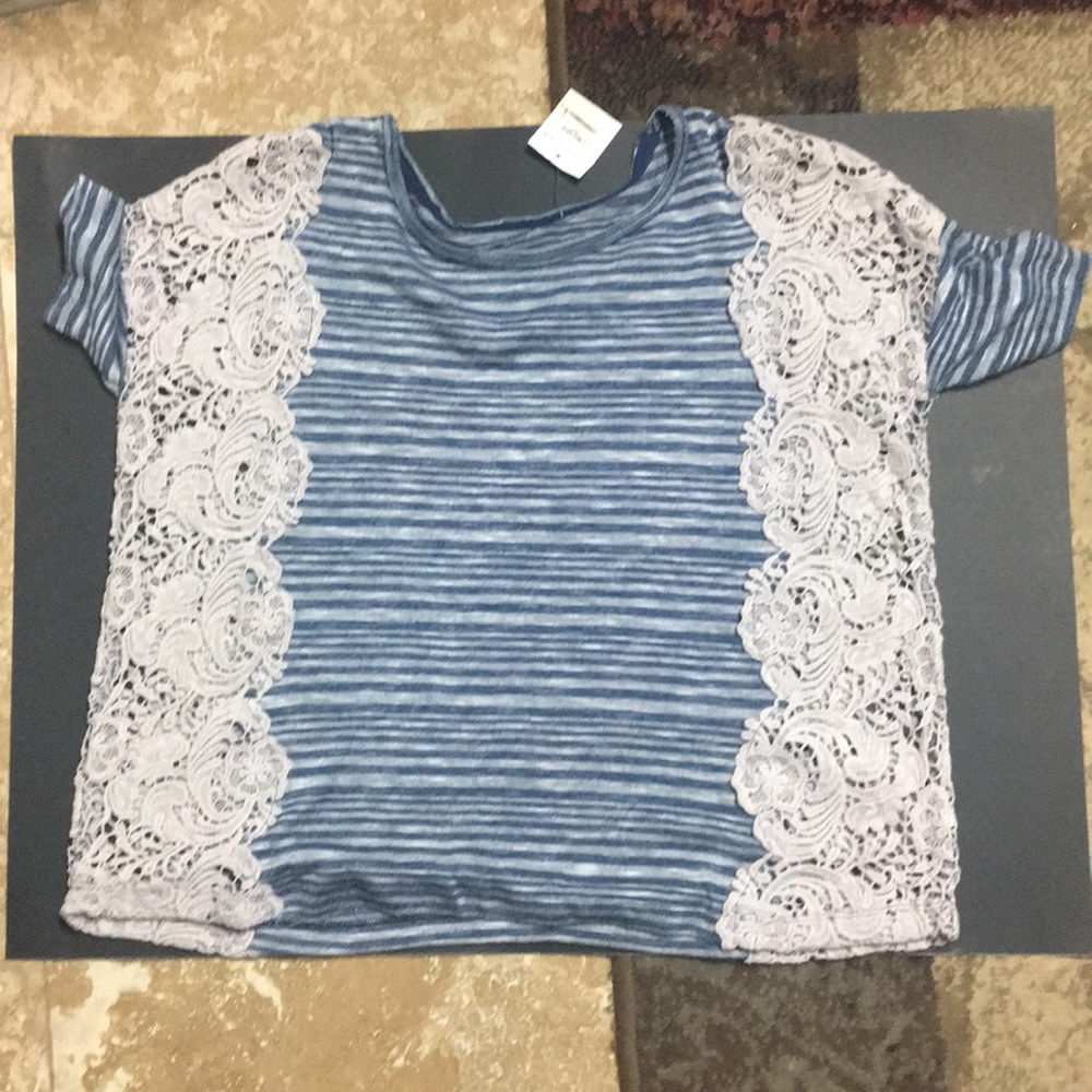 Free People boho crochet striped shirt  xs/tp